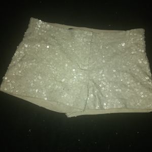 Sparkly sequined white daisy duke shorts sz 00